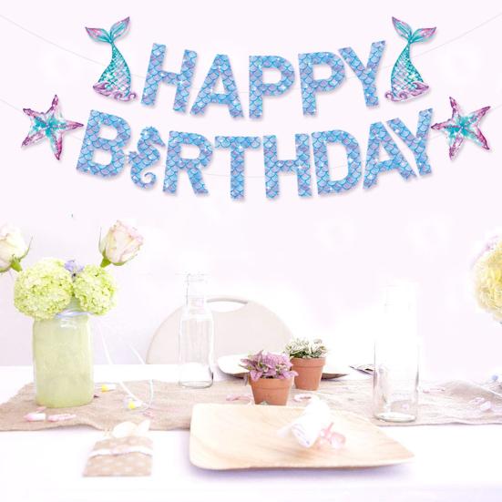 1 Sada Ekologický Topper na Cupcake Snadno Zavěsit Skvělý Banner Mořská panna Ozdoba na Narozeniny Dívky