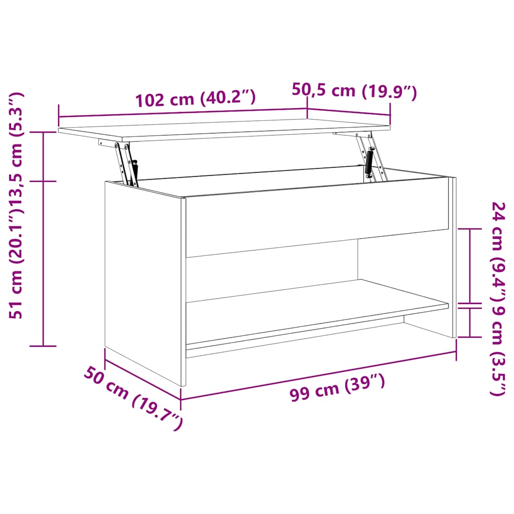 Coffee Table Black 102x50x52.5 Cm Particleboard