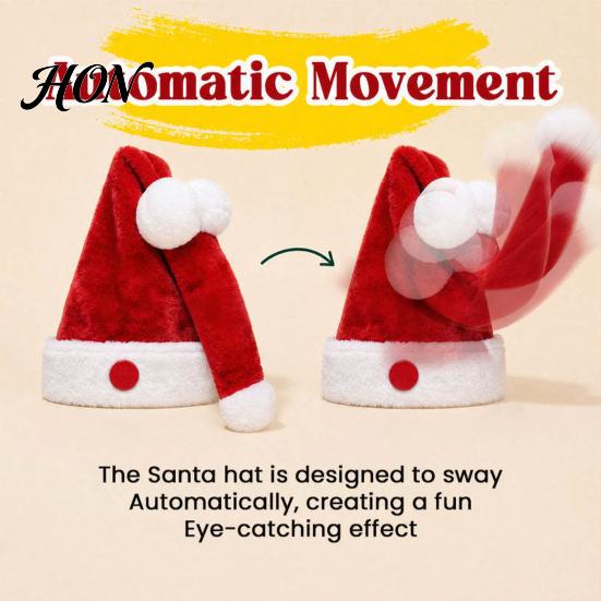 Novelty Christmas Party Gear Animated Naughty Santa Hat for Adults, Funny Electric Moving Cap, Automatic Swinging Red Motion Xmas Accessory