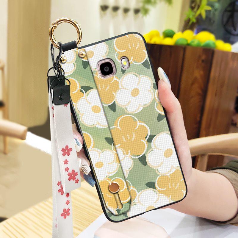 Soft case Ring Phone Case For Samsung Galaxy J510/J5 2016/J5108 Protective Durable Back Cover Flower Shockproof Lanyard