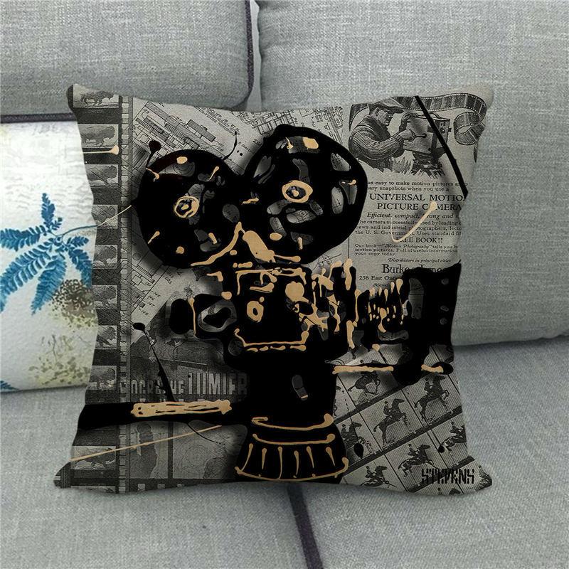 Home Decor Movie Themed Clapperboard Pattern Pillowcase Pattern Cushion Cover Suitable for Sofa Bedroom Car Pillow Cover