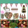 The And Masha Bear Theme Birthday Party Supplies Decoration Disposable Tableware