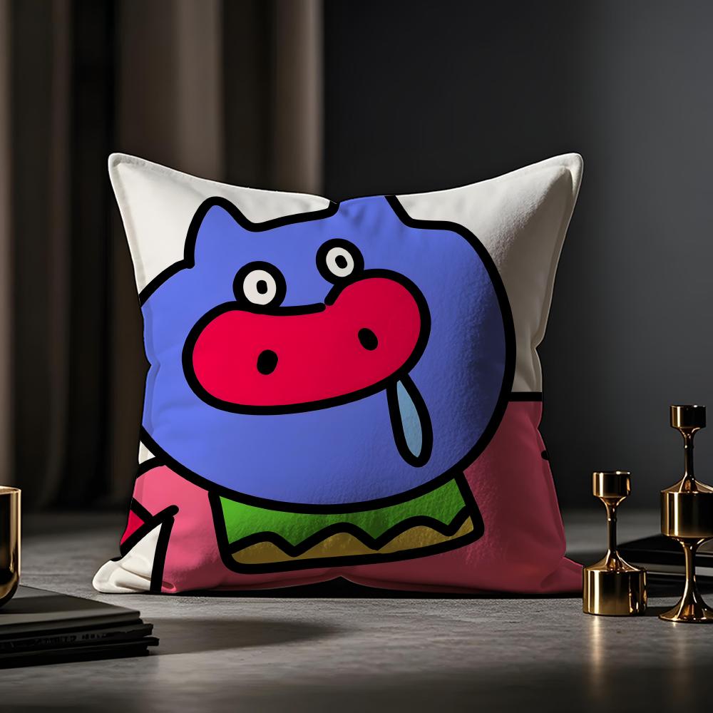 Weird Expression Doodle Cushion Cover Anti-dustmite Pillowcase Invisible Zipper Silky Short Plush Sofa Cushion Cover