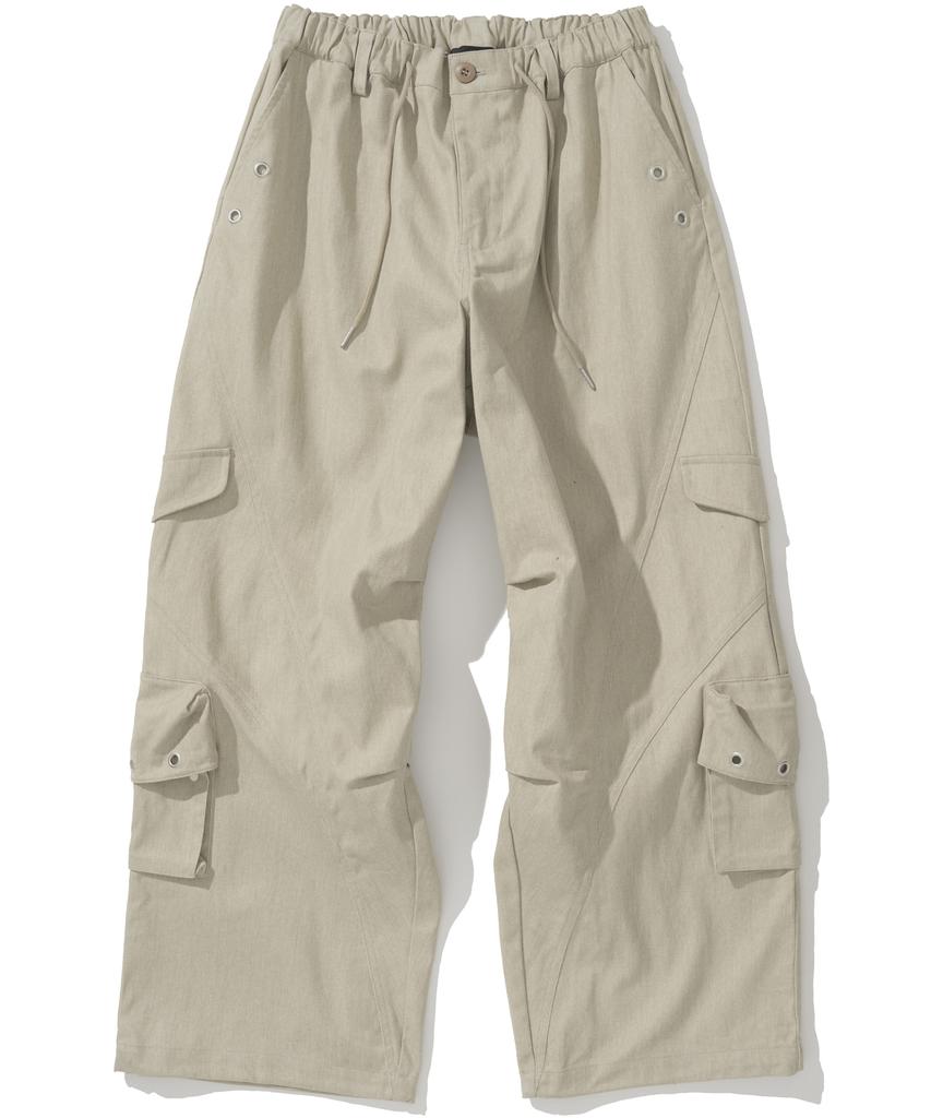 NOT4NERD Twill Cotton Incision Cargo Pants - Beige