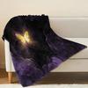Thick Warm Flannel Blanket Starry Butterfly Design, Soft Cozy Throw for Home, Sofa, Guest Room, Christmas Halloween Decor