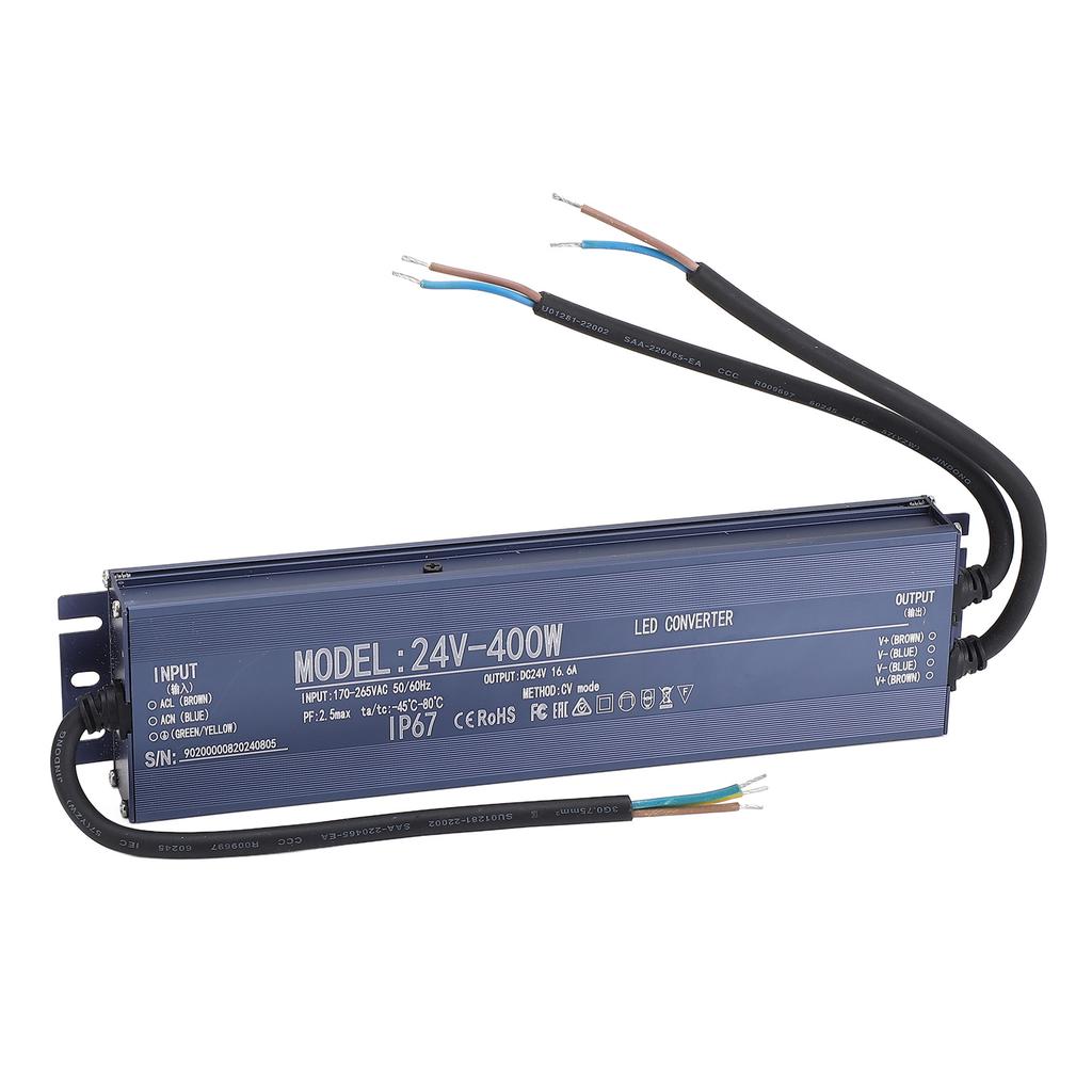 Waterproof LED Driver IP67 Constant Voltage Power Supplies Protection Chip 400W AC170?265V24V 16.6A