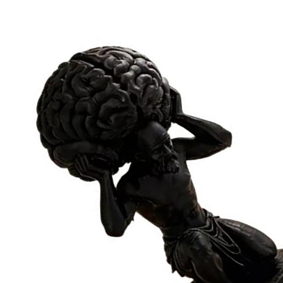 Desktop Ornament, Stress Relief Dark Matte Texture Figure, 3D Printed Funny Brain Sculpture for Office Study
