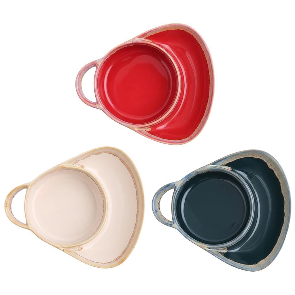 Soup and Sandwich Plate Retro Combo Ceramic Soup with Handle Stoneware Bowls for Dessert Fruit Salad