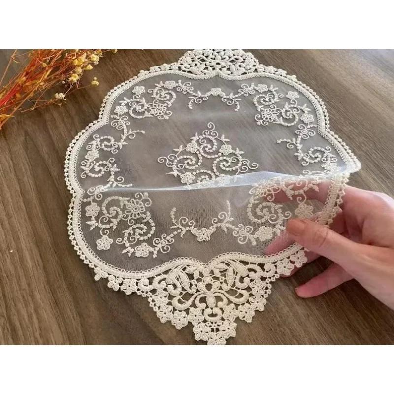 Retro Lace Placemats French Crochet Doilies Handmade Embroidered Table White Place Mats Cup Mat