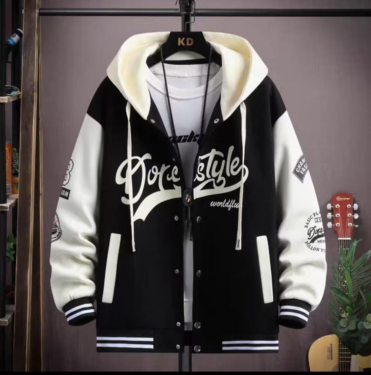 

Бейсбольная форма с капюшоном в стиле хип-хоп, легкая спортивная куртка унисекс, мужские куртки-бомберы, осеннее пальто с принтом букв M чёрный