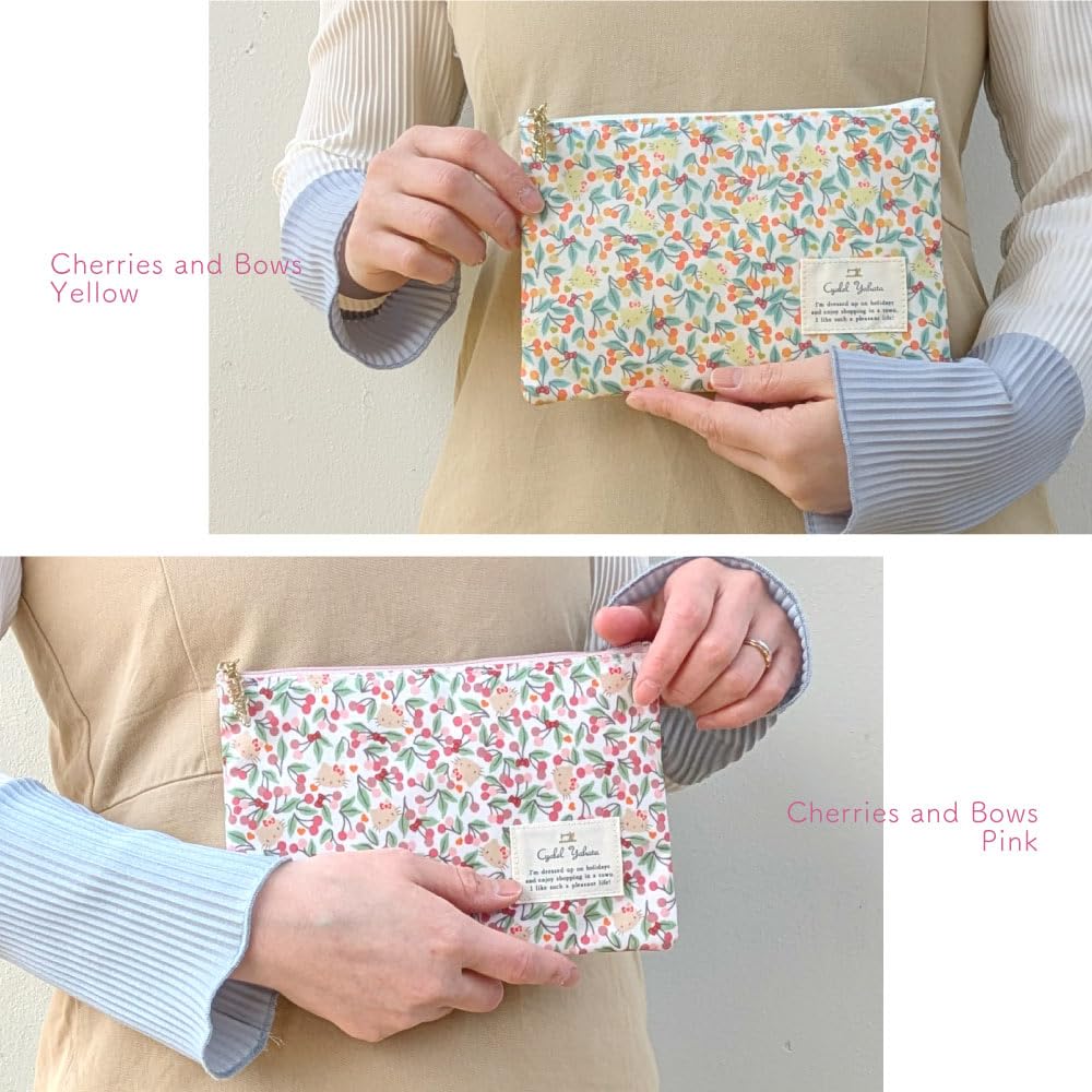 Sanrio Charakter Flache Tasche, Schlank, Leicht, Niedlich, Kosmetiktasche, Sparbuchhülle, Reisepasshülle, Kleinteile-Etui, Innenbeutel mit Blumendruck, Hergestellt in