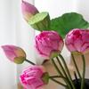 Chinese Lotus Artificial Flower Decoration for Living Room and Dining Table - Realistic Floral Arrangement with Lotus Leaf.
