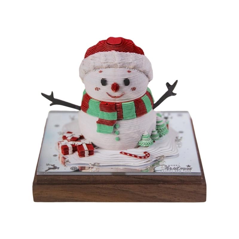 

Tearable Paper Carving Snowman Calendar 2026 Desk Daily Calendar with Acrylic Display Frame For Christmas Decoration 1
