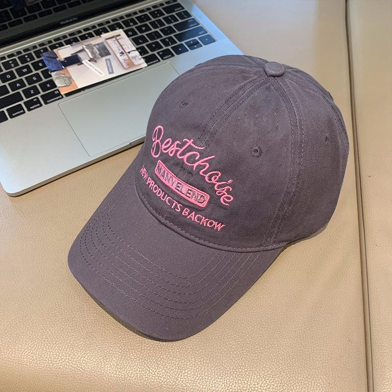 Women Pink Embroidery Baseball Cap Soft Cotton Snapback Sunshade Peaked Hat Female Girl JK Korean Y2K Outdoor Sport Visors Hats