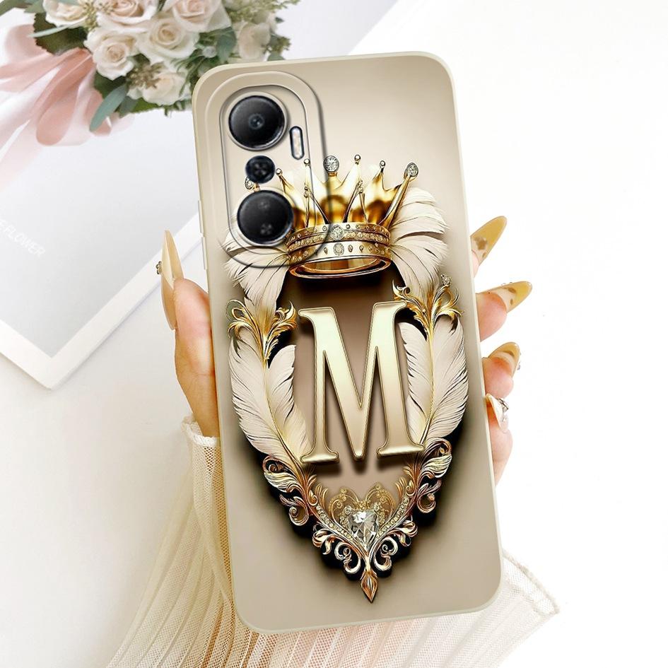 For Infinix Hot 20 4G Case X6826C Fashion Initial Letters Crown Soft Silicone Cover For Infinix Hot 20 Play 20s 20i Hot20 Bumper