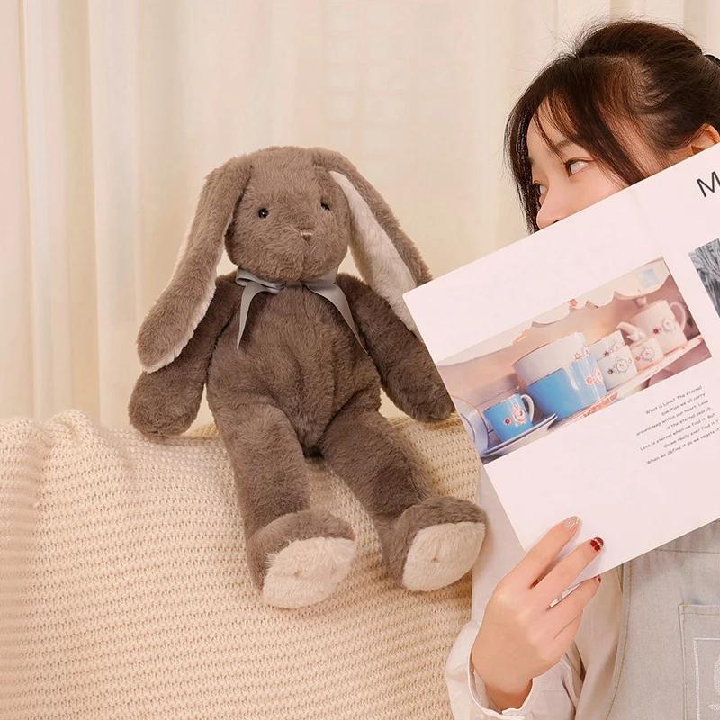 Easter Rabbit Plush Toys Soft Bunny Stuffed Animal Rabbit with Long Ear for Children Accompany Doll Birthday Gift Photo Props