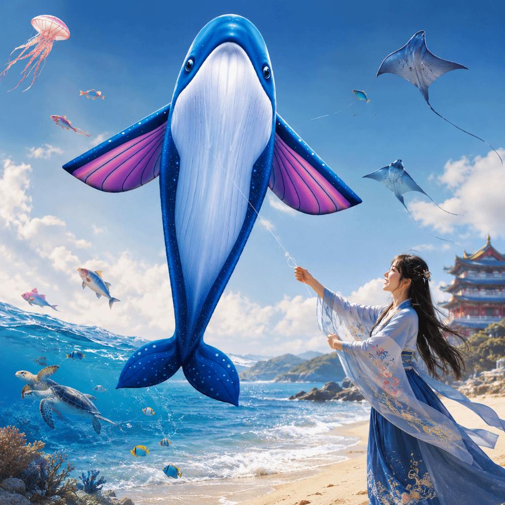 Marine Animal Giant Blue Whale Kite Good Flying Children's Kite New Flying Fish Kite Sports Fun