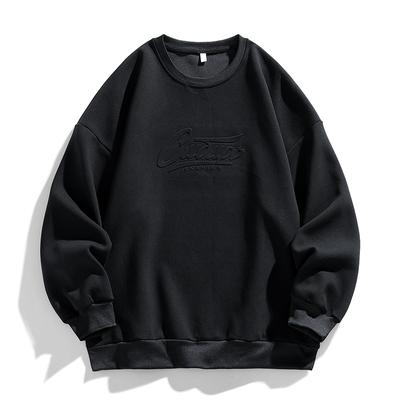 Lockerer, übergroßer Kapuzenpullover, lässiger, einfarbiger Pullover mit Stahlbuchstaben-Aufdruck, Rundhalsausschnitt, Oberteil für Herren