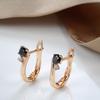 New Black Natural Zircon Bride Earrings Fashion  Rose Gold Simple Drop Earrings For Women Wedding Party Jewelry