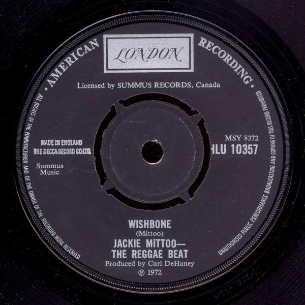 

7inch Record JACKIE MITTOO Wishbone HLU10357 London Records 1972 UK Reggae Ska Dub Used