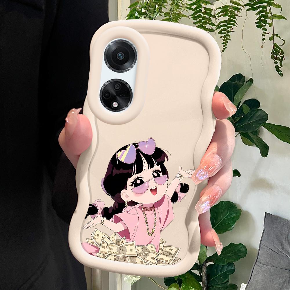 

Окрашенный узор Big Wave Edge Мягкий силиконовый материал Macaron чехол для телефона противоударный защитный резиновый чехол для OPPO Reno Realme Realme 11 Pro+ 5G белый