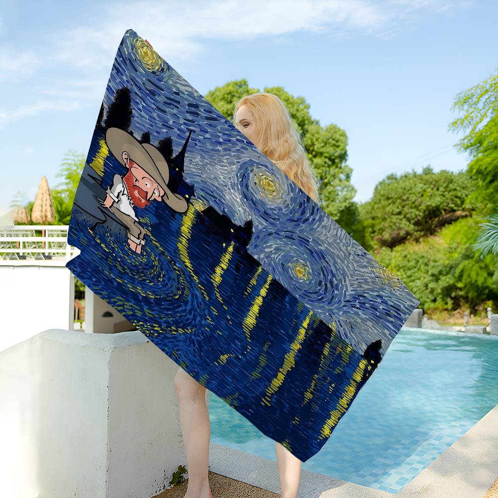 Painter Van Gogh Microfiber Blanket Quick Drying Beach Towels Oversized Printing Super Absorbent Pool Towel Blanket