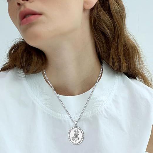 Saint Patron des Pompiers Médaille Ovale Collier Pendentif en Acier Titane Bijoux