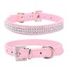 Shiny Rhinestone Bling Dog Collar PU Leather Sparkling Cat Collar  for Walking Collar