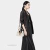 [Pre-Owned] Sylvie Gold Buckle Striped Web Leather Mini Tote Shoulder Crossbody Bag - Very Good #MO43HP