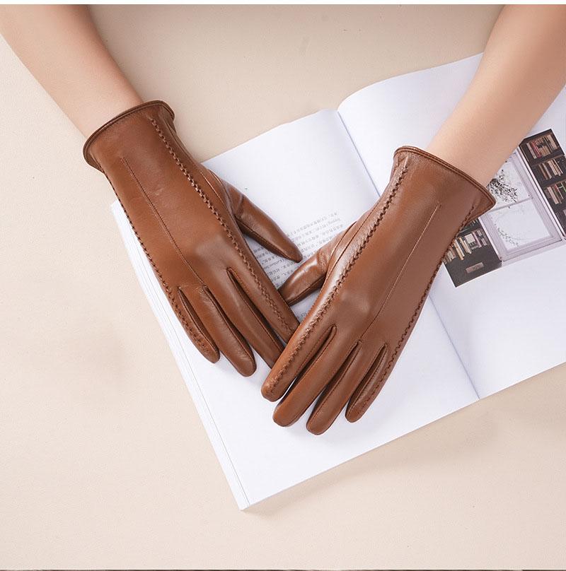 Women's Winter Warm Plus Velvet Thick Fashion Leather Gloves KTB