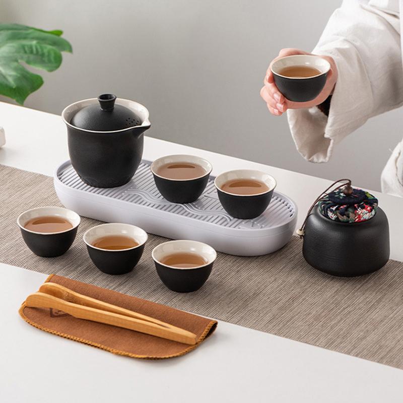 Chinese Style Travel Tea Set, Celadon Cover Bowl Small Set, One Pot, Three Cups, Fast Customer Cup, Portable Kung Fu Tea Maker
