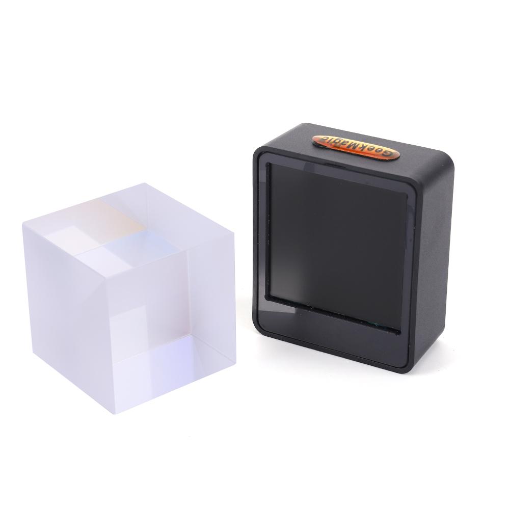Crystal Cube Photo Display Holographic Desktop Smart Weather Station Desktop Digital WiFi Clock with GIF Animations for Home