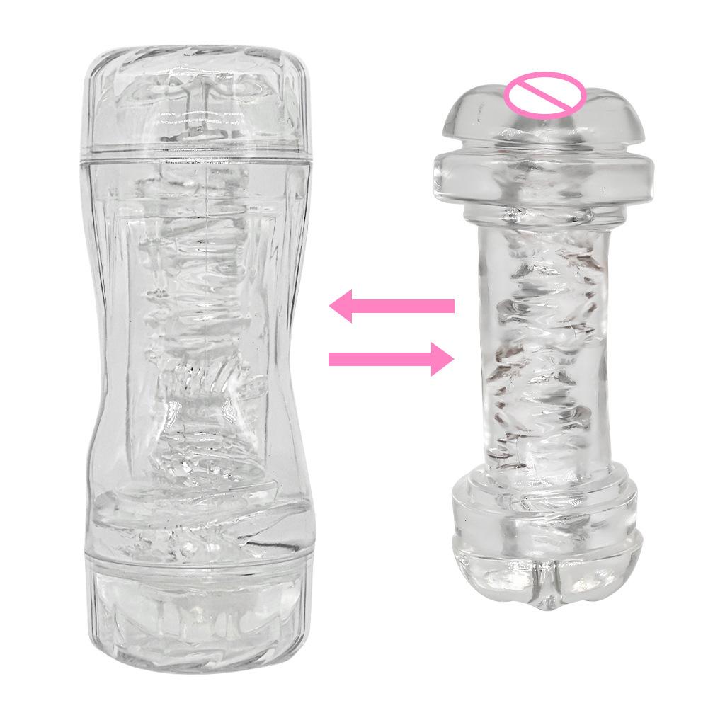 Transparent Double Head Airplane Bottle Yin Anal Double Head Available Soft High Transparent Male Sucking Juice Airplane Bottle Sex Product
