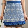 Oilproof Waist Apron Soft Touch Lace Embroidered Women Server Waitress Short Half Apron with 2 Pockets for Kitchen