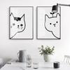 Minimalist Modern Cartoon Cat Wall Art Poster Nortic Line Drawing Black and White Animal Canvas Painting Home Decoration