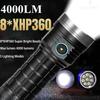 4000LM Super Bright 8*XHP360 LED Flashlight Outdoor Emergency Torch 5 Modes Rechargeable Hiking Camping Tactical Flashlight