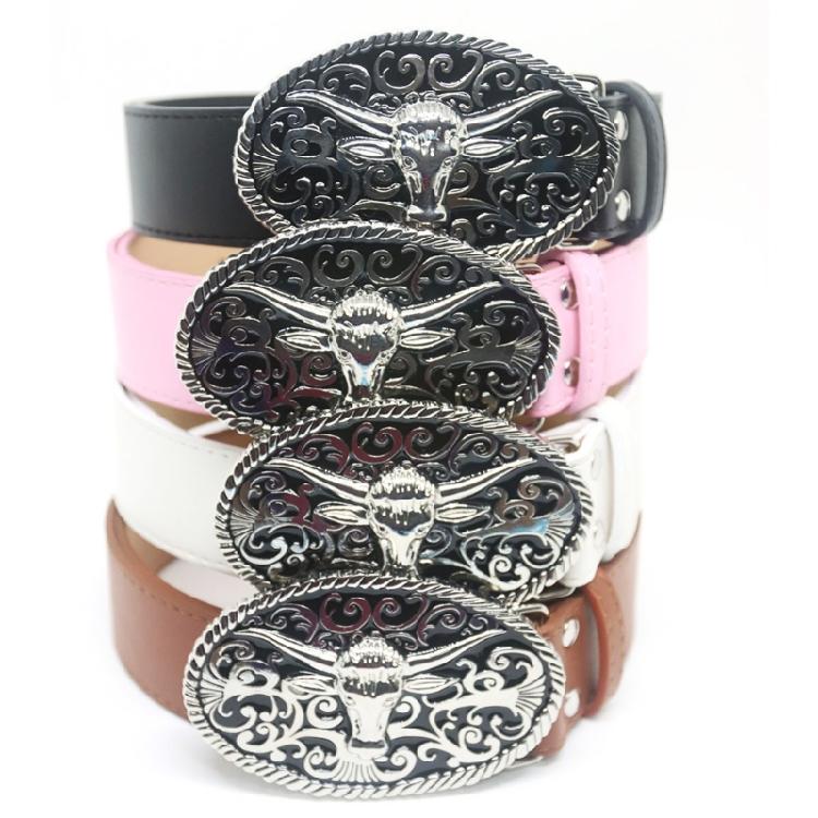 Convenient Waist Belt Bull Head Buckle Waist Belt PU Leather Wide Belt Adjust Coat Dress Female Western Waistband