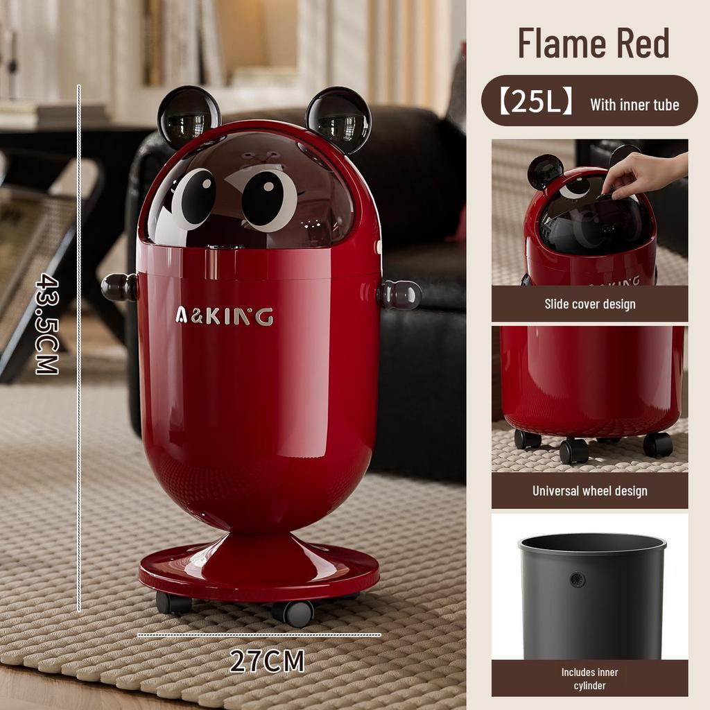 2026 High-End Large Capacity Trash Can with Wheels & Flip Lid for Living Room/Bedroom
