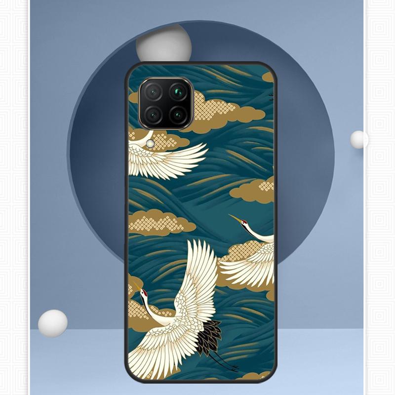 Red-crowned Crane Birds Japanese For Huawei Nova 12i 12s 11i 8i Y91 Y60 Y70 Y72 Y90 Y61 9 10 SE P20 P40 Lite P30 P60 Pro Case