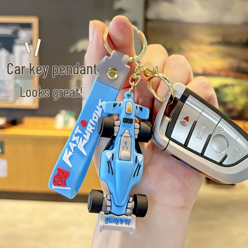 Cartoon Racing Car Keychain & Backpack Charm – Exquisite Small Gift