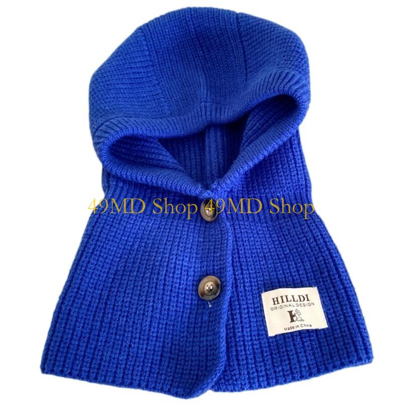 49MD Hooded Hat Scarf Beanie Hat Knit Earflap Beanie For Women Ear Hat Winter Warm Hooded Hat Scarf