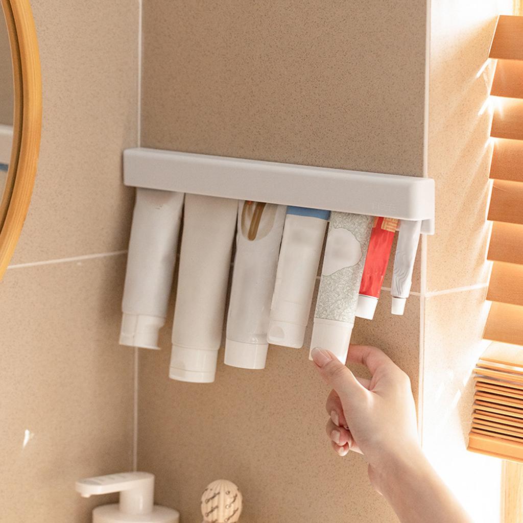 Wall Mounted Toothpaste Squeezer Holder for Bathroom Storage No Drilling Installation for Face Wash and Toothpaste Organizer Shelf