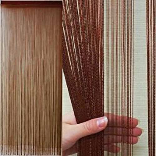 

[KJ] Нитяная занавеска, Разделитель комнаты, Норен с бахромой в западном стиле, 200 см высотой x 100 см шириной, Стильный интерьерный гобелен (Коричневый, Обычный)