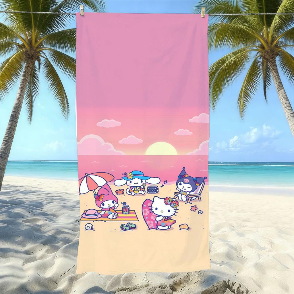 Cute Cartoon Printed Microfiber Beach Towel Quick Dry Bath Towel For Adults Kids Swimming
