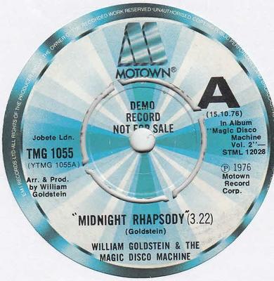 7inch Record WILLIAM GOLDSTEIN & THE MAGIC DISCO - Midnight Rhapsody TMG1055 Motown 1976 UK Soul/Funk Used