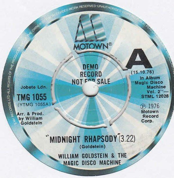 

7inch Record WILLIAM GOLDSTEIN & THE MAGIC DISCO - Midnight Rhapsody TMG1055 Motown 1976 UK Soul/Funk Used