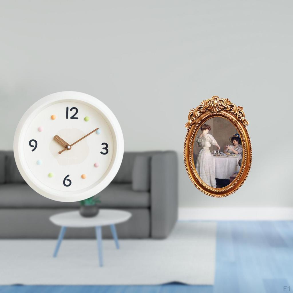 Modern Ornate Wall Clock And Photo Frame Set Quiet Large Numerals Decorative Hanging with