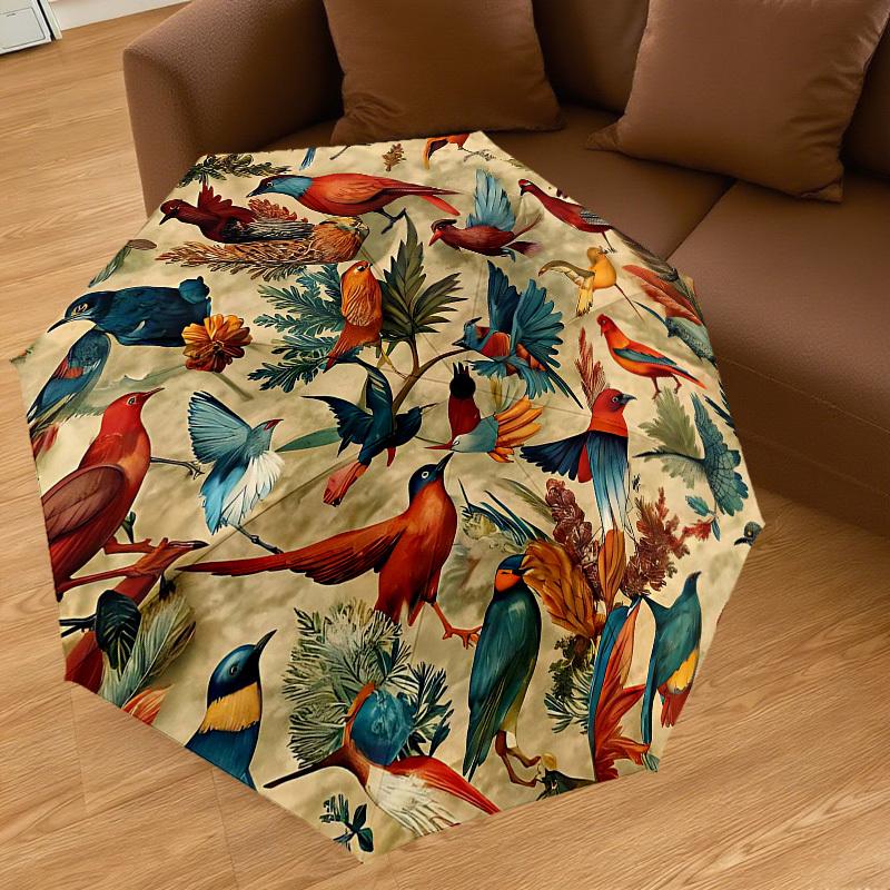 1PC Birds Flowers Umbrella-8-Rib Reinforced Portable Folding Travel Suitable for All Seasons Outdoor Daily Use-H0387