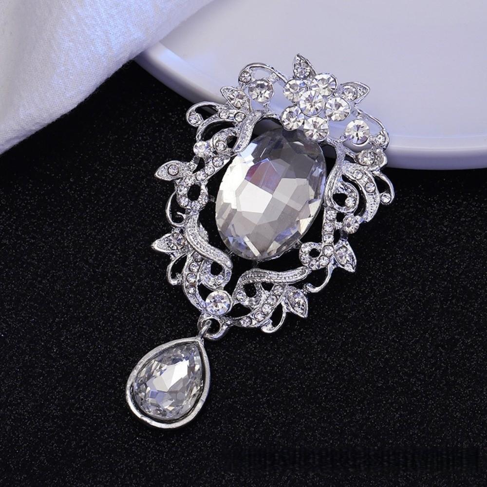 Bouquet Decor Rhinestone Pendant Water Drop Shape Brooch Pins Parts  DIY Crafts