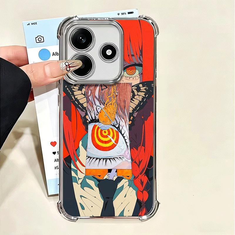 Anime Charakter Makima CSM Vergoldetes Handyhülle Für Xiaomi Poco X5 X6 X7 X8 Pro Max F8 Ultra F7 M8 M7 M5S Redmi 15C 15 14C 13C 13